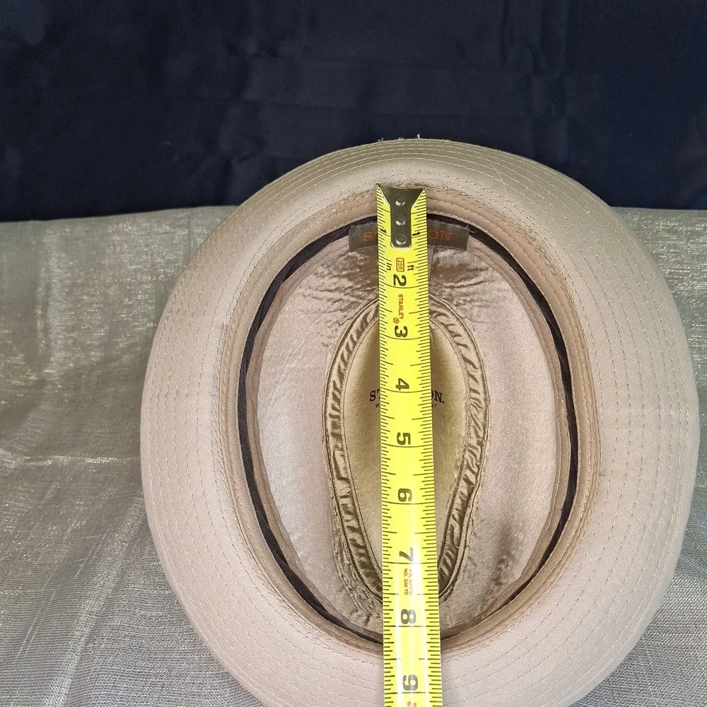 Genuine STETSON Tan Canvas Fedora Safari Hat Extra Large Water Repellent Cotton
